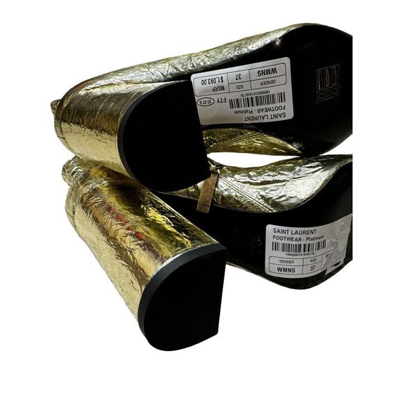 NWT Saint Laurent Lou crinkle foil leather bootie size 37/ 7 US - Picture 13 of 16